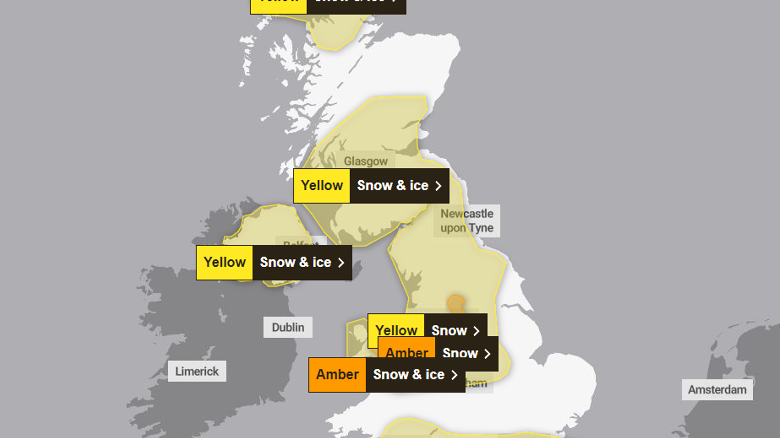 UK snow: Full list of areas forecast to get it in the UK this week | UK News